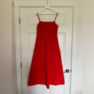 Fire red pleated Love, Bonito dress, size US 6, LB M